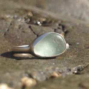 Seafoam blue Guernsey sea glass and sterling silver ring.
