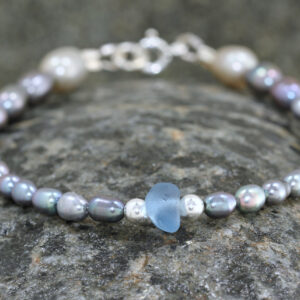 Guernsey sea glass and freshwater pearl bracelet