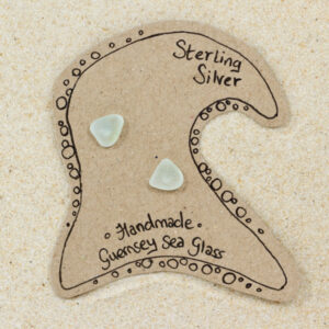 Guernsey sea glass earrings with sterling silver studs.