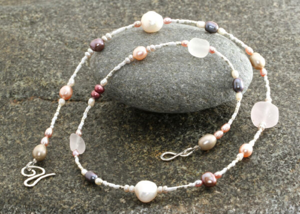 Les Houmets Sea Glass & Pearl necklace. Summer Haze