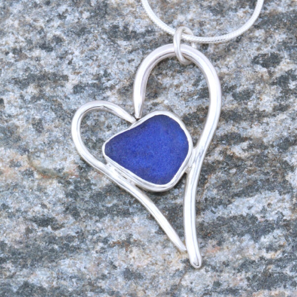 'Heart of Glass' signature pendant necklace made from Guernsey sea glass and sterling silver.
